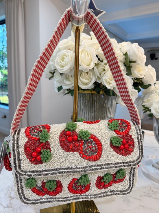 Handbags - Viral Beaded Red & White Tomato Shoulder Bag made in India